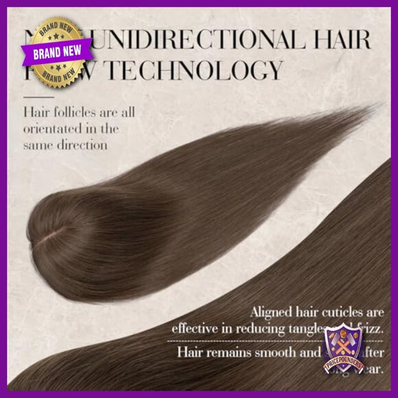 Real Human Hair Topper for Thin Hair, 3.5x4.7 Inch Lace Base, 12 Inch Length main image 4